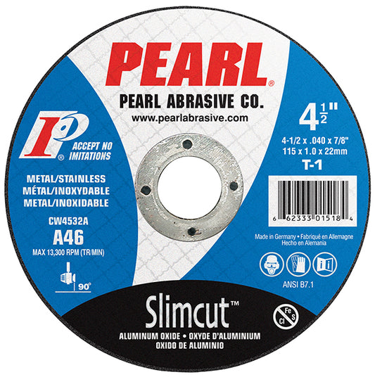 PEARL Abrasives CW0532A,  Slimcut™ Aluminum Oxide Metal Cutting Disc, 5" x 3/64" x 7/8"