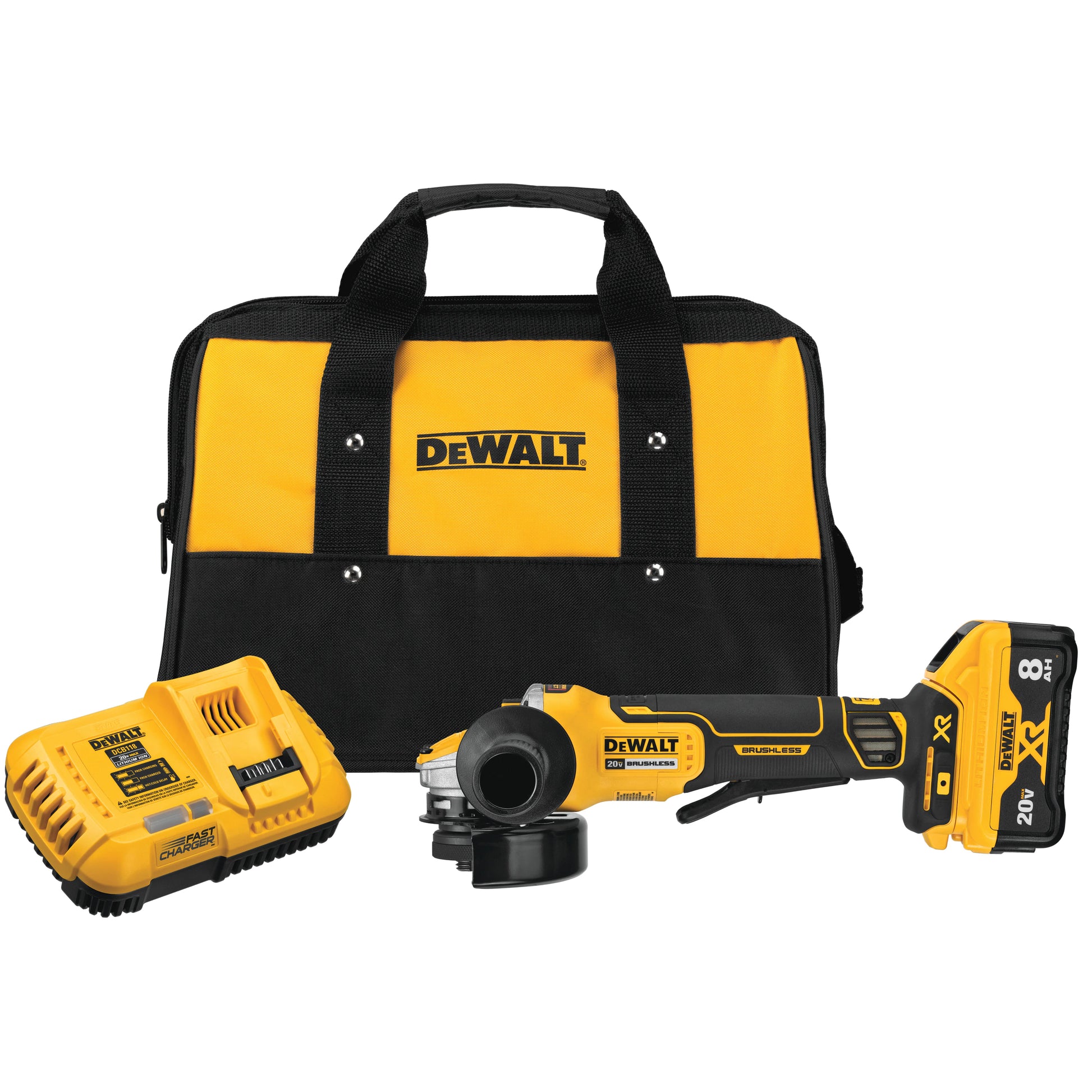 DEWALT DCG415W1, 20V MAX 4-1/2'' - 5'' Angle Grinder Kit w/Power Detect (8.0AH)