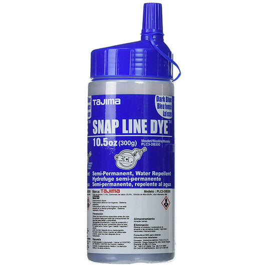 Tajima PLC3-DB300, Snap Line Dye, permanent marking chalk, royal blue, easy-fill nozzle, 300g / 10.5 oz.