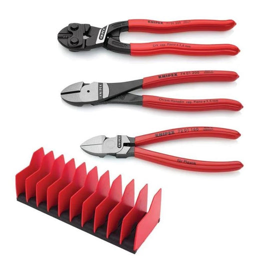 Knipex 9K 00 80 137 US, 3 Pc Cutting Pliers Set with 10 Pc Tool  Holder