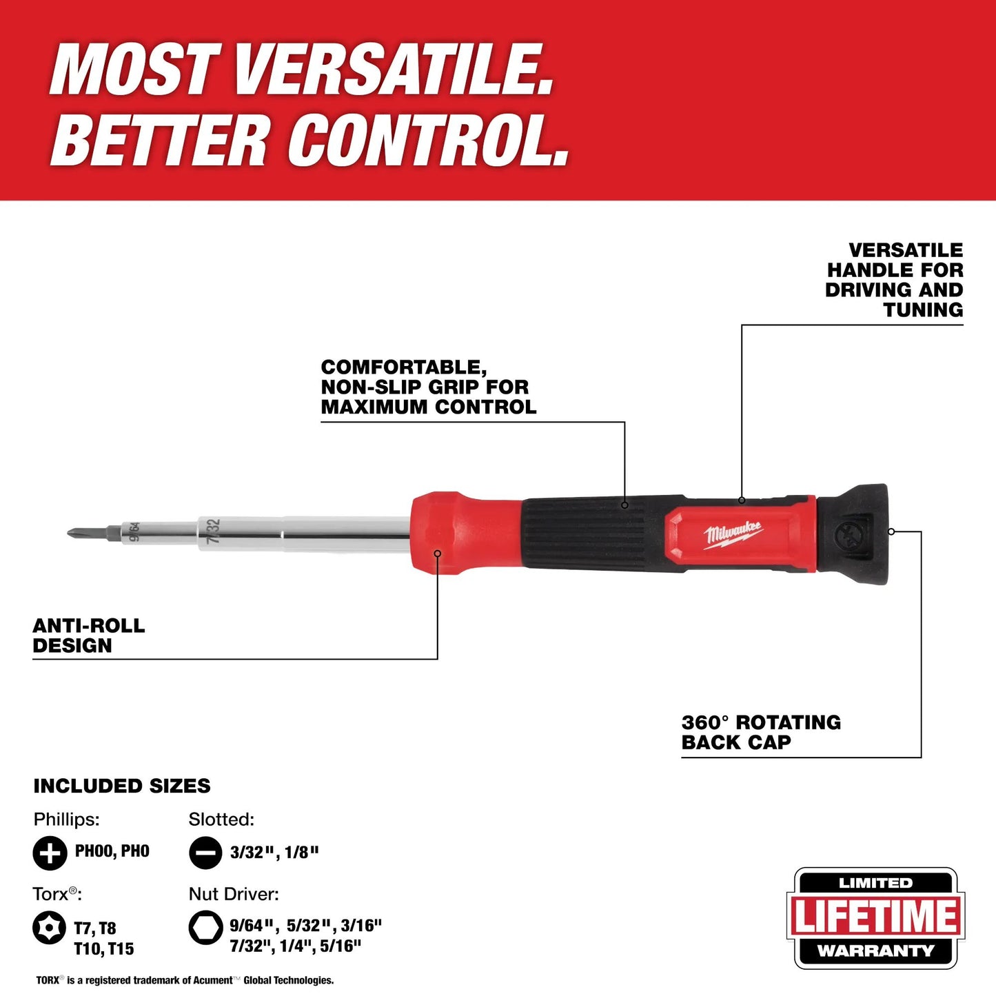 Milwaukee 48-22-2933, 14-in-1 Precision Multi-Bit Screwdriver