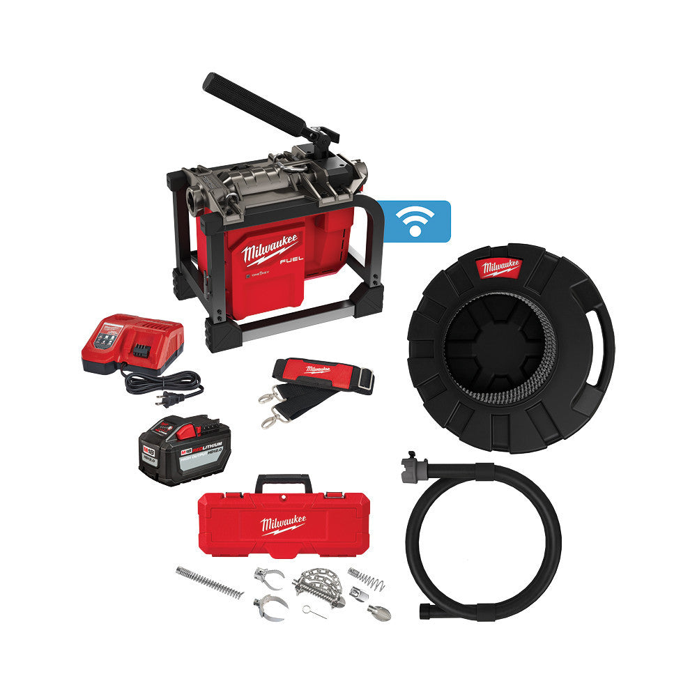 Milwaukee 2818A-21, M18 FUEL 7/8 -inch 18V Sewer Drain Cleaning Sectional Machine Kit with Cable and Attachments