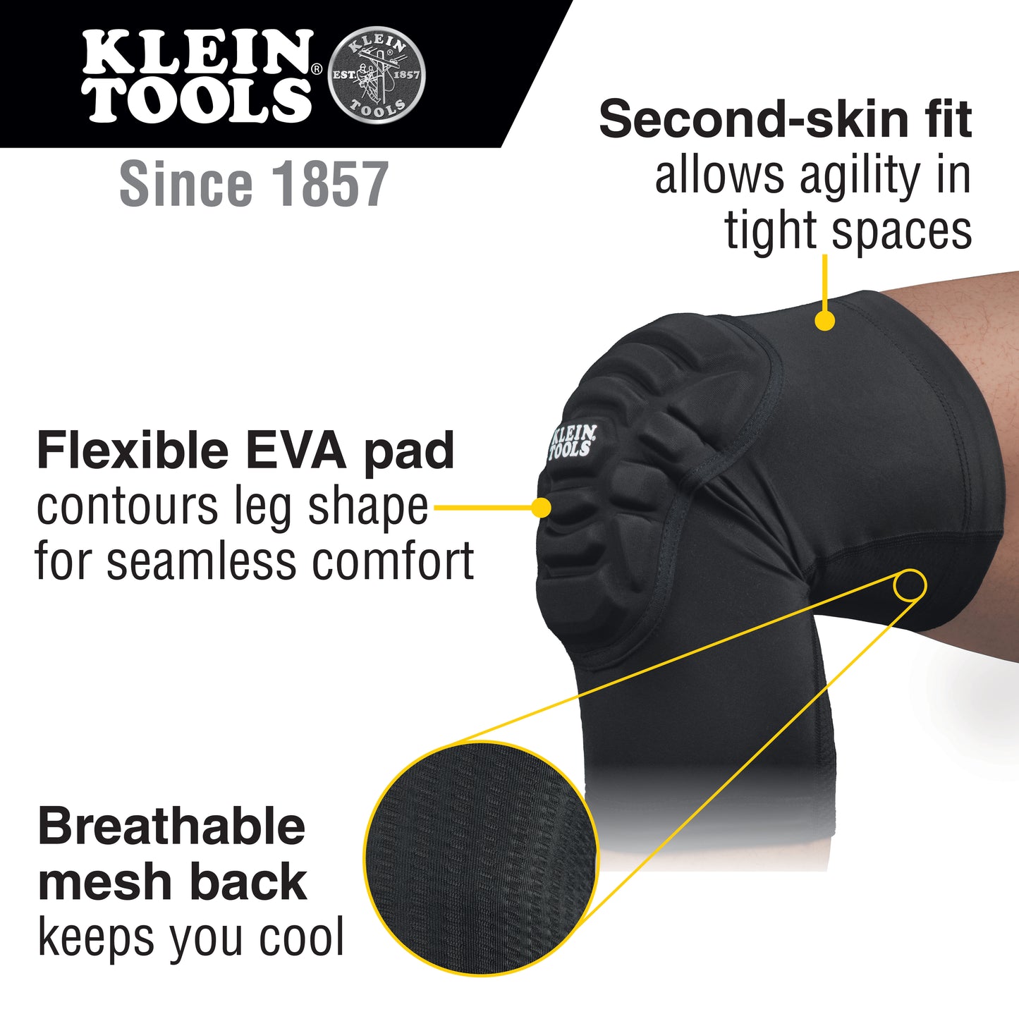 Klein Tools 60492, Lightweight Knee Pad Sleeves, M/L