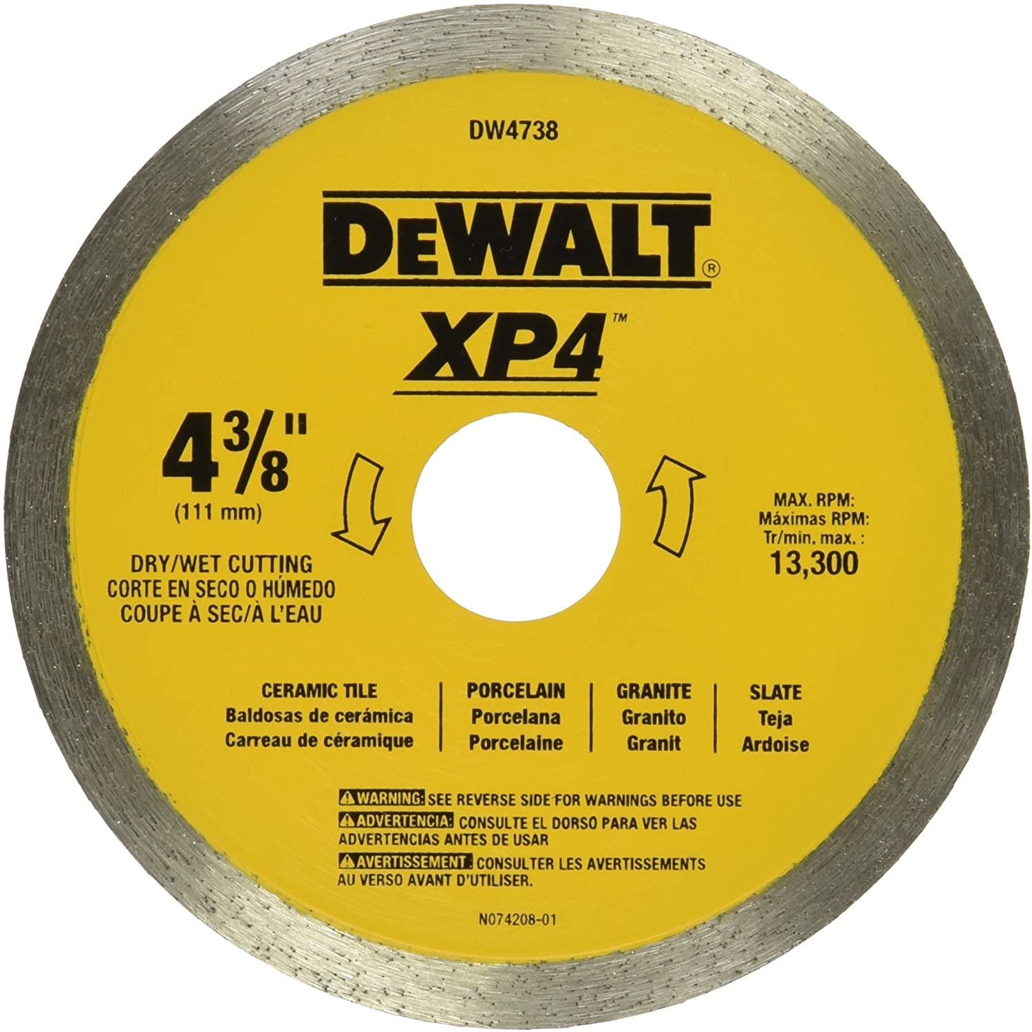 DEWALT DW4738, 4-3/8'' XP4 Premium Porcelain Tile Blade