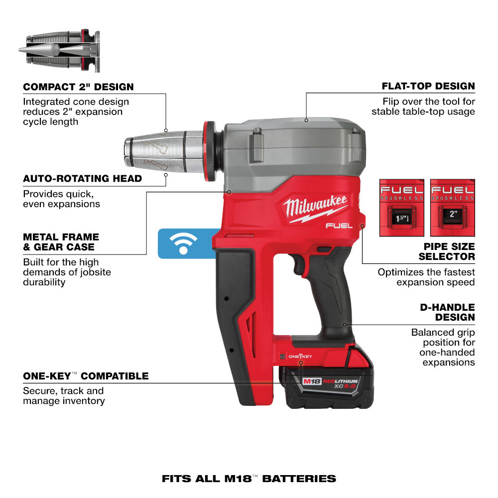 Milwaukee 2932-22XC, M18 FUEL 2" ProPEX Expander Kit w/ ONE-KEY