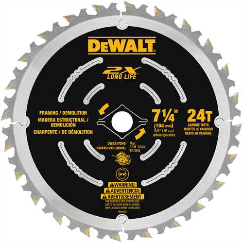 DEWALT DWA31724D, 7-1/4'' 24T 2X DEMO CSB- Black