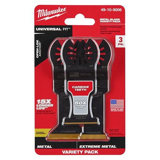 Milwaukee 49-10-9006, OPEN-LOK 3PC METAL CUTTING MULTI-TOOL BLADE VARIETY PACK