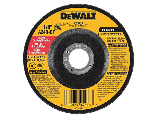 DeWalt DW4518, 4-1/2'' X 1/8'' Metal Cutting Wheel