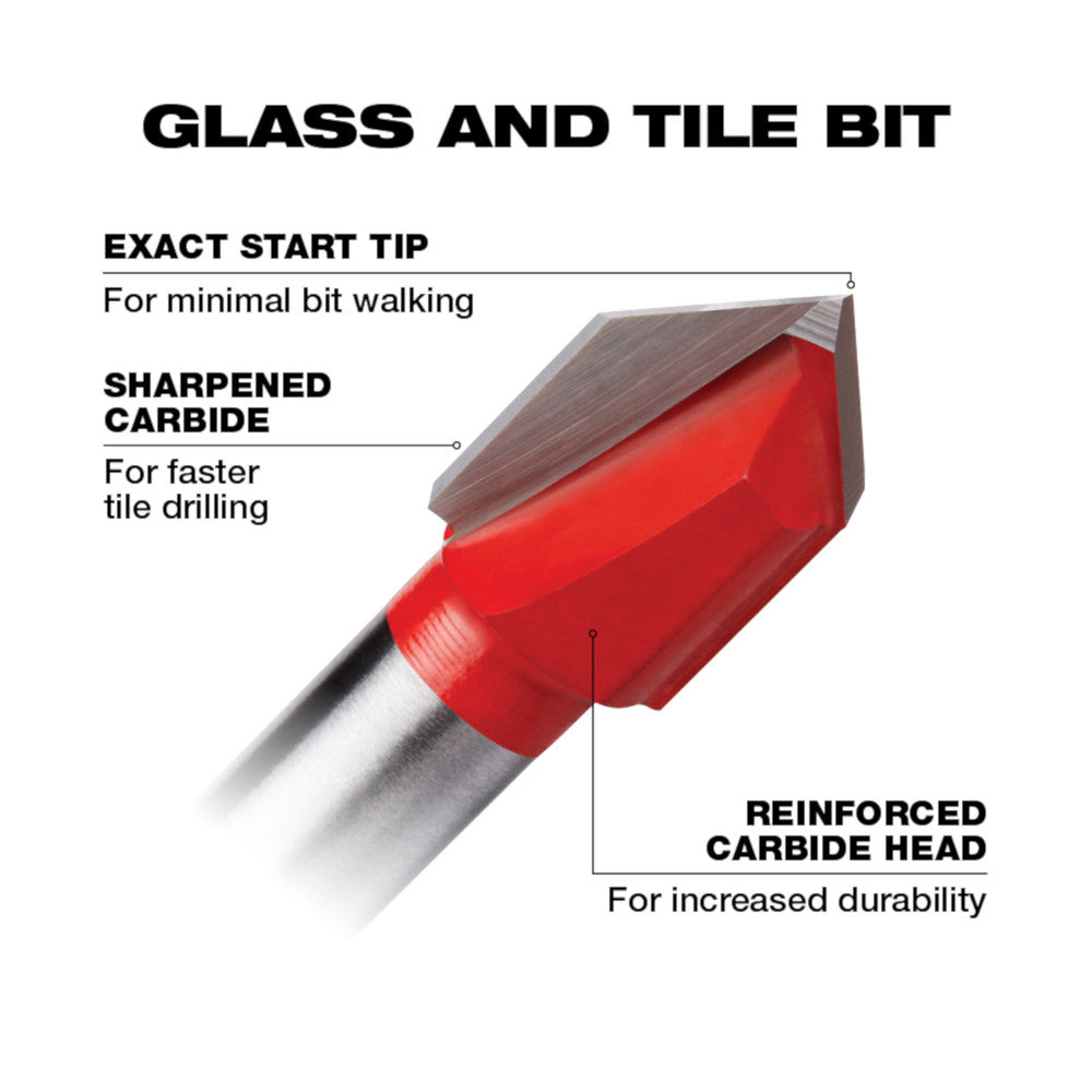 Milwaukee 48-20-8980, 1/8" Glass and Tile Bit