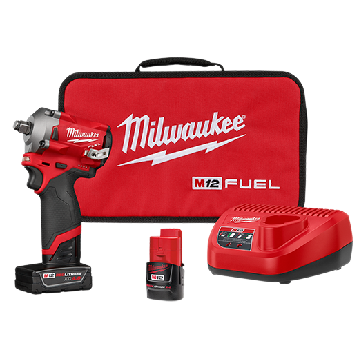 Milwaukee 2555-22, M12 FUEL 1/2" Stubby Impact Wrench Kit