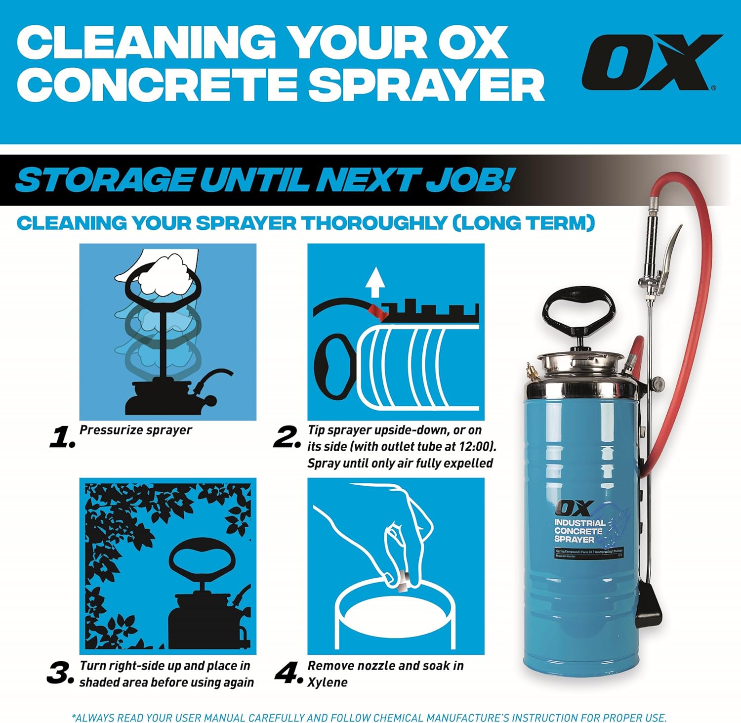 OX Tools OX-P045701, 13.2L CONCRETE SPRAYER – STAINLESS STEEL TANK & EPDM SEAL