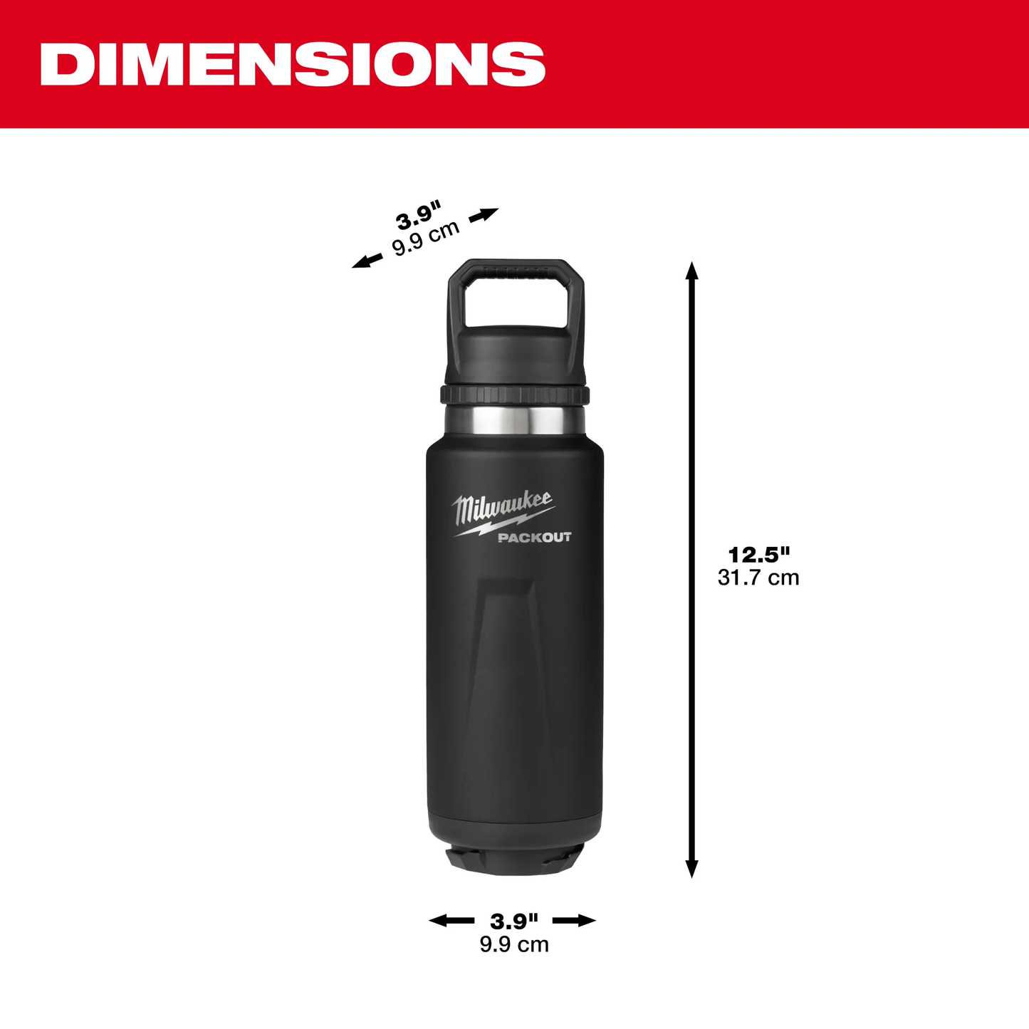 Milwaukee 48-22-8397B, PACKOUT™ 36oz Insulated Bottle with Chug Lid Black