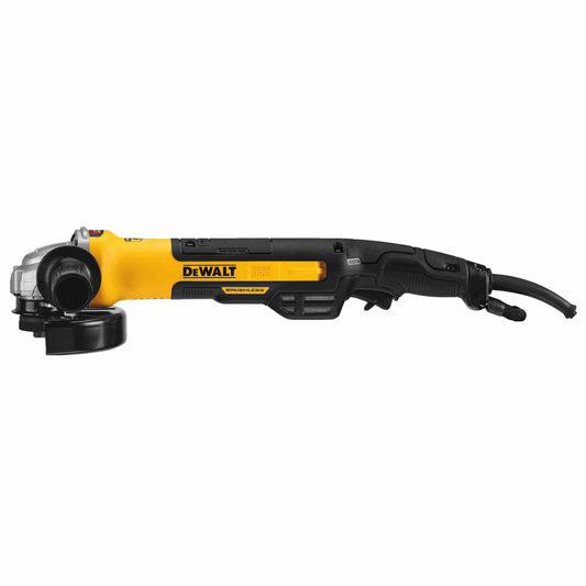 DEWALT DWE43265N, 5''/6'' Brushless Rat Tail Trigger Grinder 13Amp, 9,000rpm, E-Clutch, Kickback Brake, Brake, Lanyard Ready (No Lock On Switch)