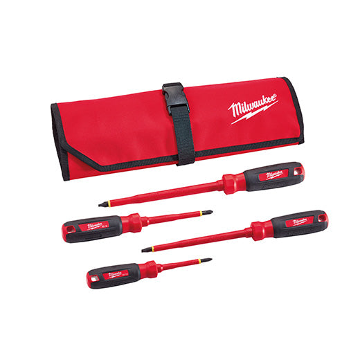 Milwaukee 48-22-2204, 4 pc 1000V Insulated Screwdriver Set w/Roll Pouch