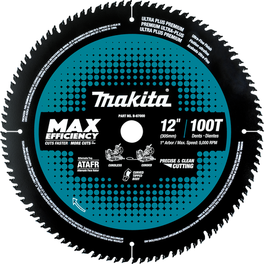 Makita B-67000, 12 Inch 100T Carbide-Tipped Max Efficiency Miter Saw Blade