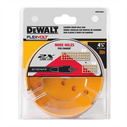 DEWALT DWAFV0458, 4-5/8'' Carbide Wood Hole Saw