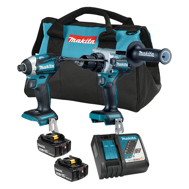 Makita DLX2412TX1, 18V LXT 2-Tool Combo Kit 5.0Ah Kit With Bag (DHP486Z+DTD154Z)