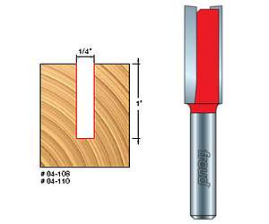 Freud 04-110, 1/4" x 1" x 2-7/8" OAL Double Flute Straight Router Bit (1/4" Shank)