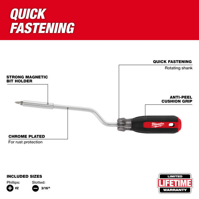 Milwaukee 48-22-2916, 2-in-1 Rotating Multi-Bit Screwdriver