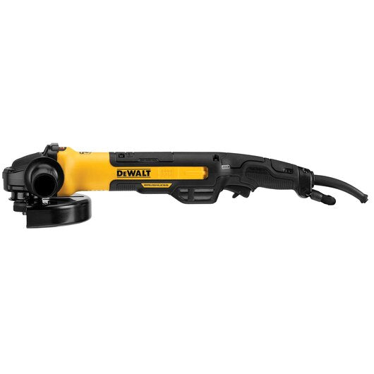 DEWALT DWE43840CN, 7'' Brushless Rat Tail Trigger Grinder 13Amp, 8,000rpm, E-Clutch, Kickback Brake, Brake, Lanyard Ready, Pipeline Cover (No Lock On Switch)