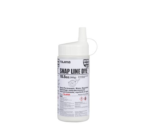 Tajima PLC3-DW300, Snap Line Dye, permanent marking chalk, dark white, easy-fill nozzle, 300g / 10.5 oz.