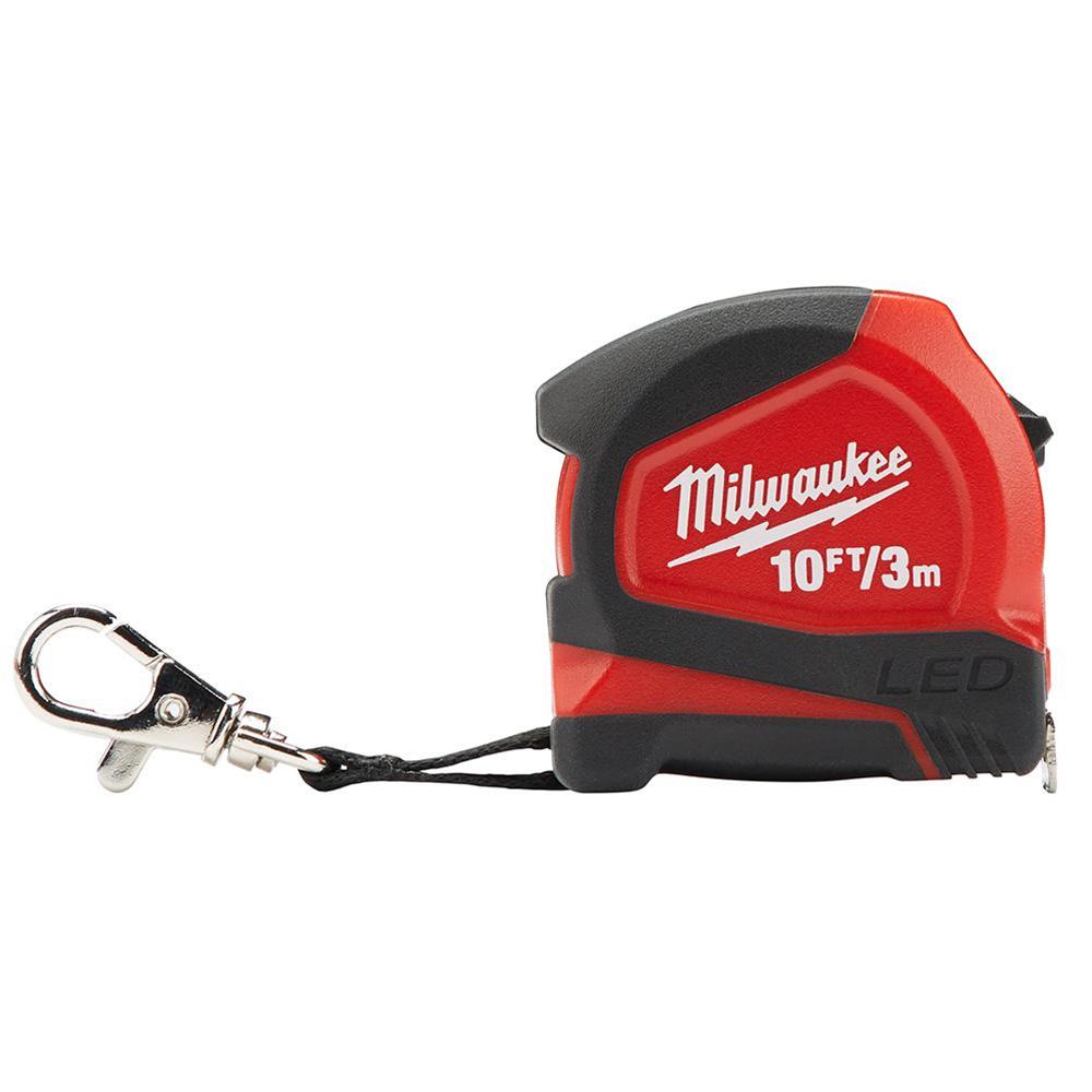 Milwaukee 48-22-6601, 10'/3m Keychain Tape Measure with LED