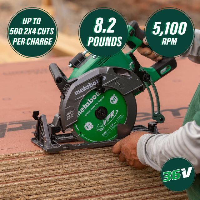 Metabo HPT C3607DWAM, 36V MultiVolt 7-1/4" Rear Handle Circular Saw 4.0Ah Kit