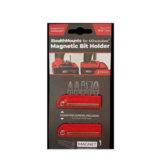 StealthMounts BH-MW18-RED-2, Bit Holder for Milwaukee M18 (2 Pack) - Red