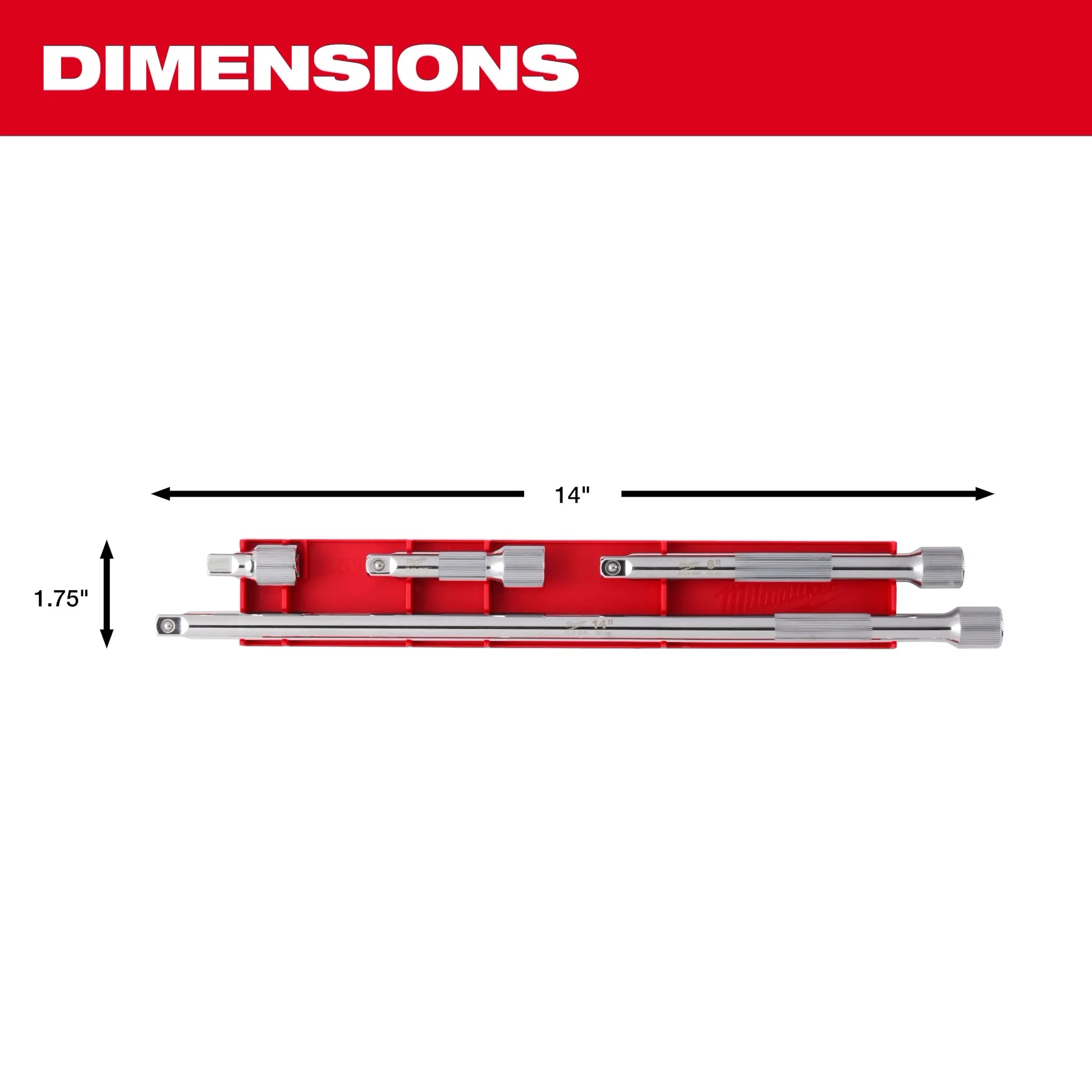 Milwaukee 48-22-9341, 4pc 3/8” Drive Socket Extension Set