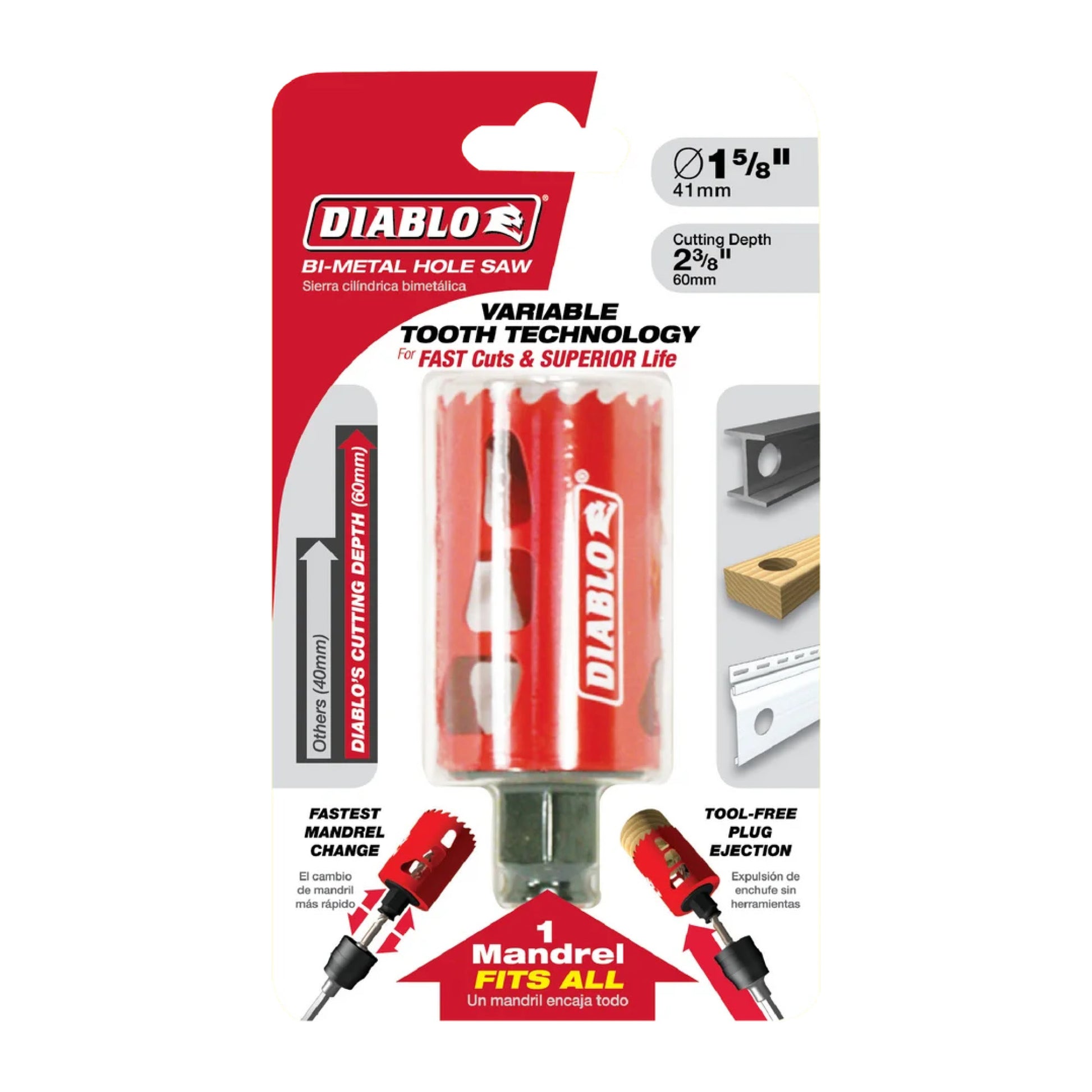 Diablo DHS1625, 1-5/8" BiM Hole Saw