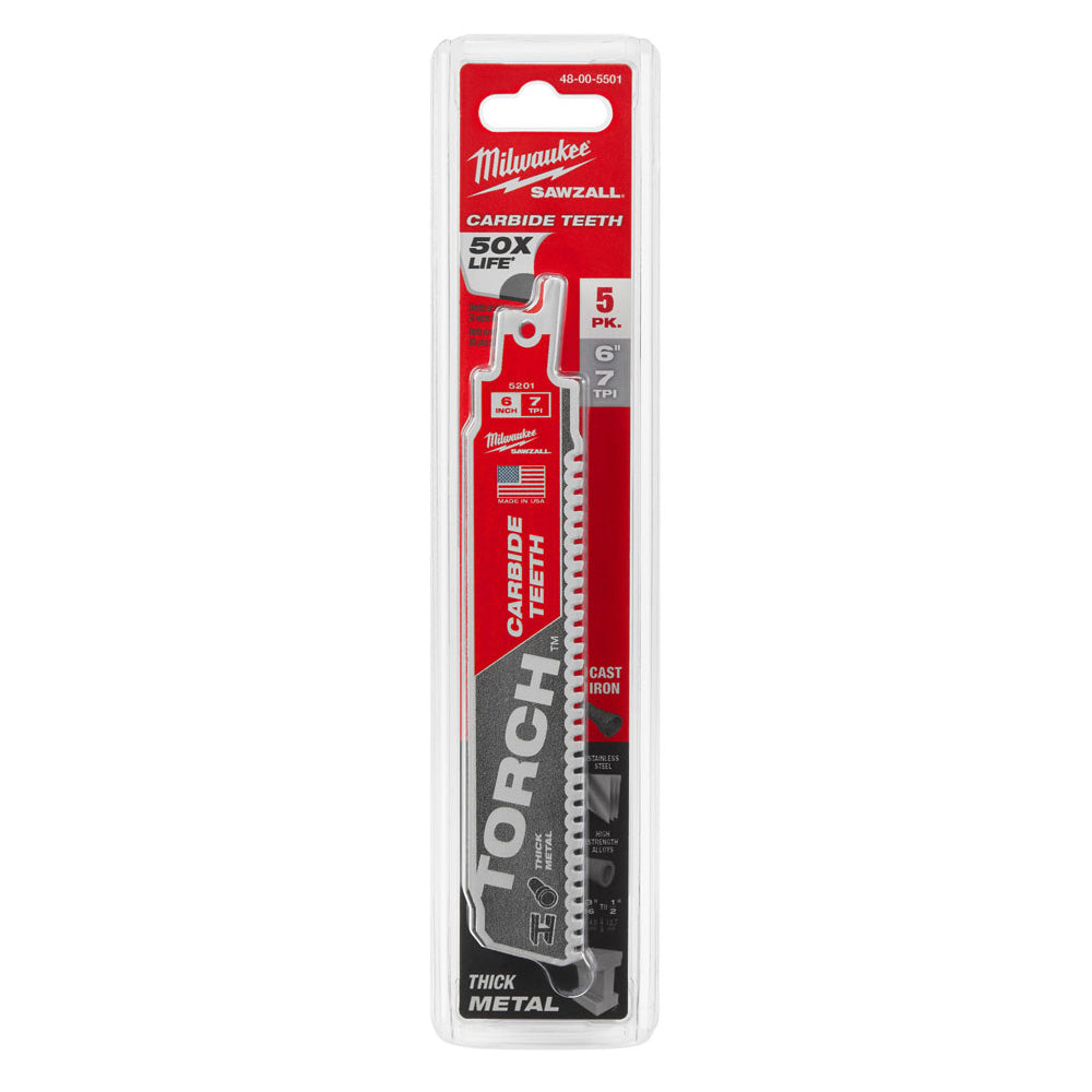 Milwaukee 48-00-5501, The TORCH with Carbide Teeth 7T 6L (5/pkg)