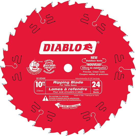 Diablo D1024X, 10" X 24T Ripping Blade