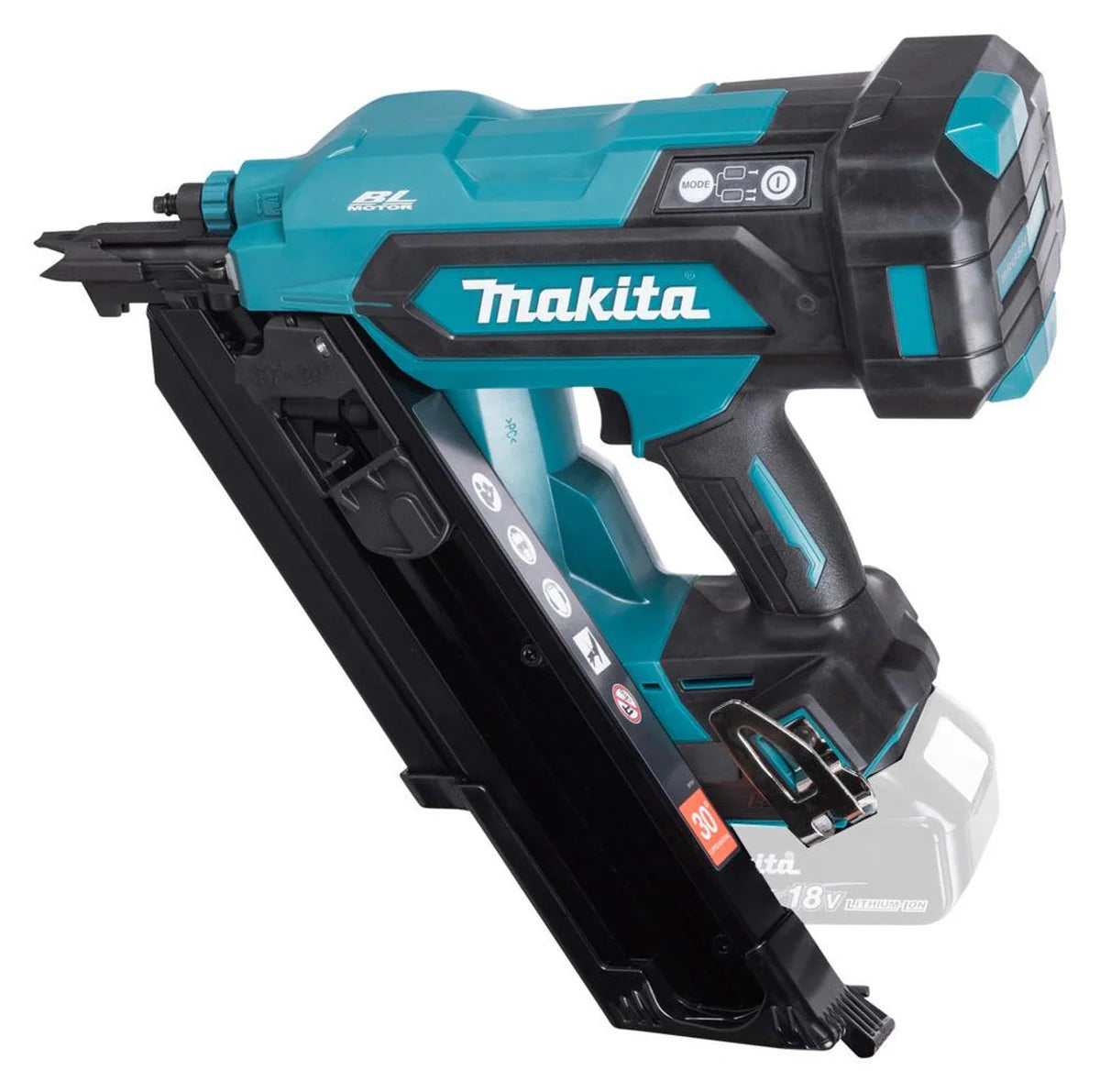 Makita DBN900ZK, 18V LXT BL 3-1/2" Framing Nailer, 30° Clipped Head (Tool Only)