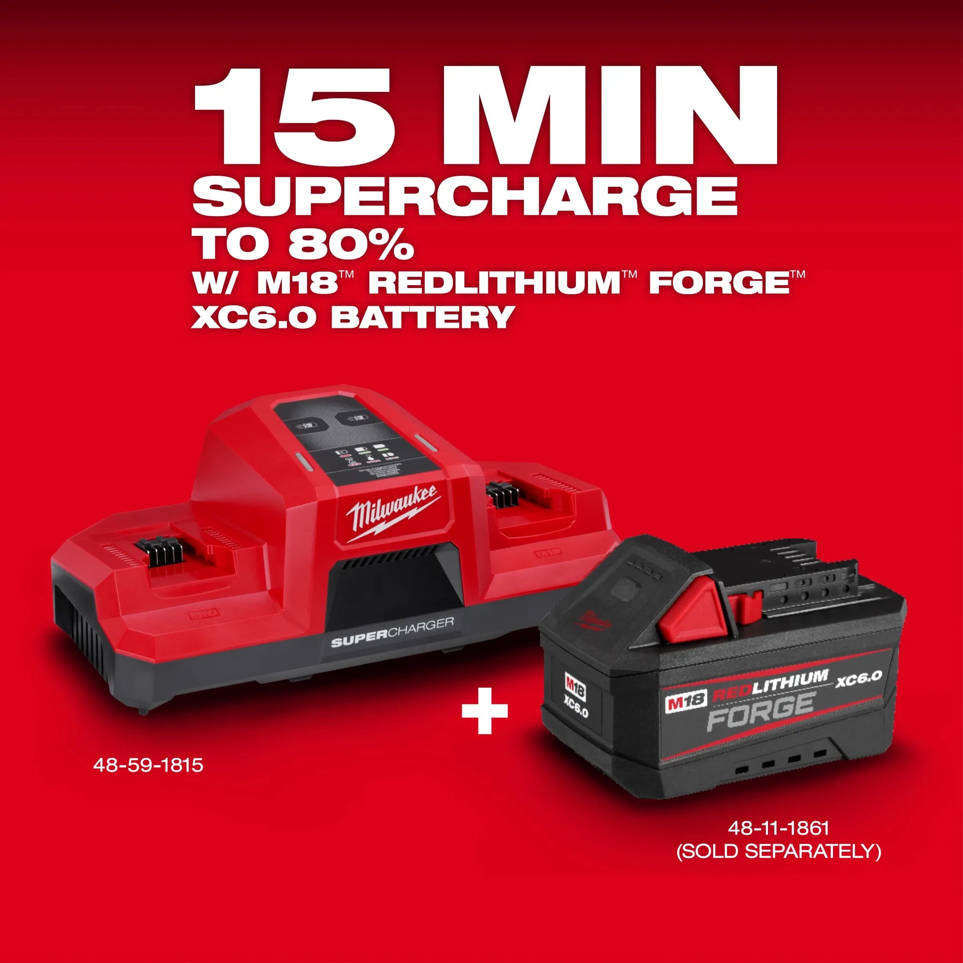 Milwaukee 48-59-1815, M18™ Dual Bay Simultaneous Super Charger