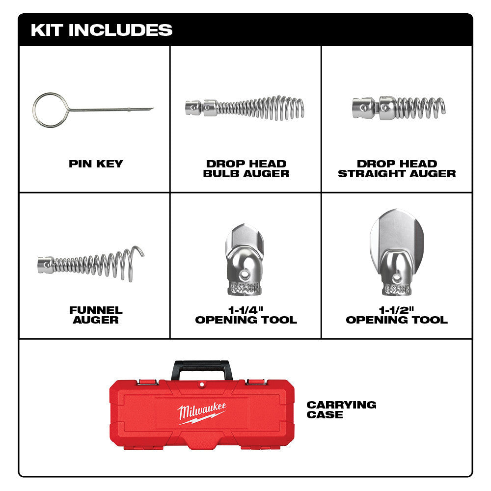 Milwaukee 48-53-3820, 1-1/4" - 2" Head Attachment Kit for Milwaukee® 5/8" Sectional Cable