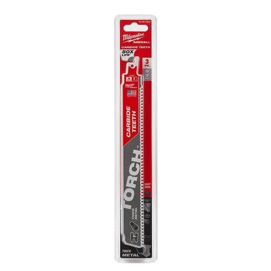 Milwaukee 48-00-5302, The TORCH with Carbide Teeth 9" 7TPI (3/pkg)