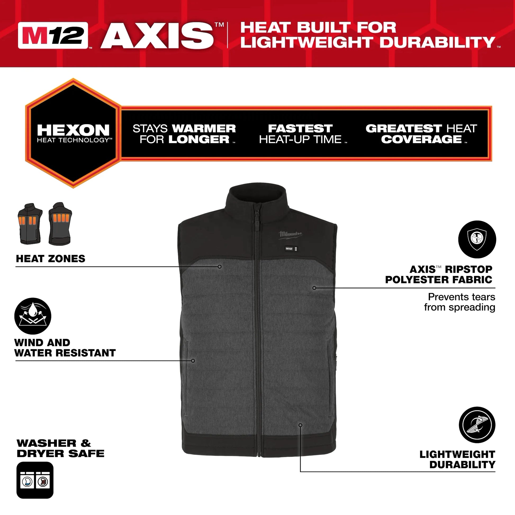 Milwaukee M300G-21 M12 HEAT GRAY AXIS VEST KIT