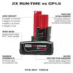 Milwaukee 48-11-2412, M12 REDLITHIUM XC Battery Two Pack (3.0 Ah)