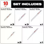 Milwaukee 49-22-1110, SAWZALL General Purpose 10pc Blade Set