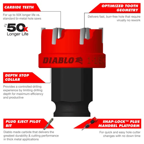 Diablo DHS06CFS, 6 pc Steel Demon™ Carbide Teeth Hole Cutter Set