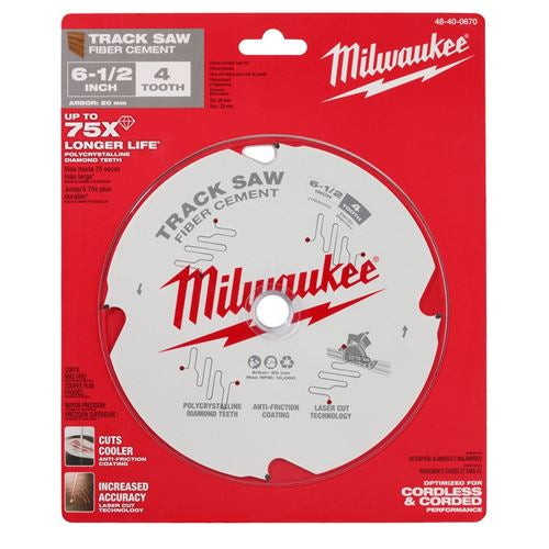 Milwaukee 48-40-0670, 6-1/2” 4T Fiber Cement Track Saw Blade