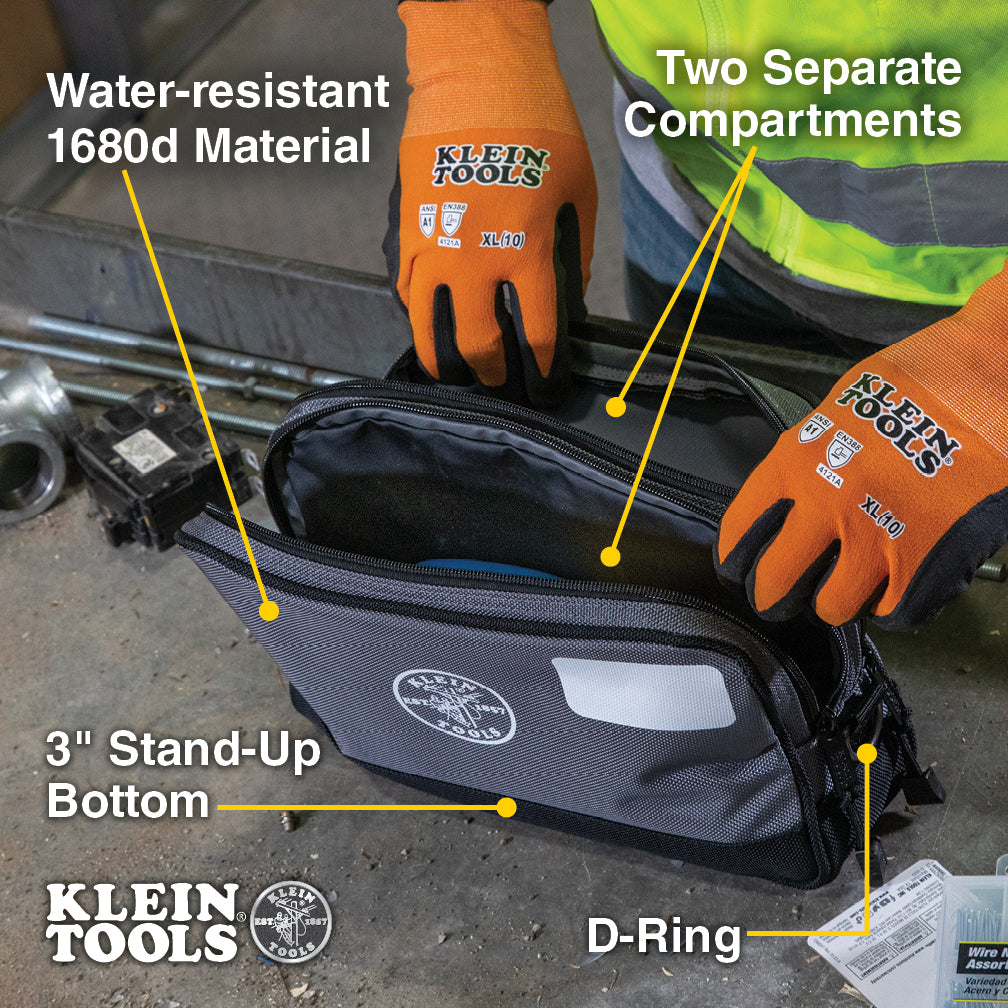 Klein Tools 55583, Double Zipper Bag, 12 x 7-Inch