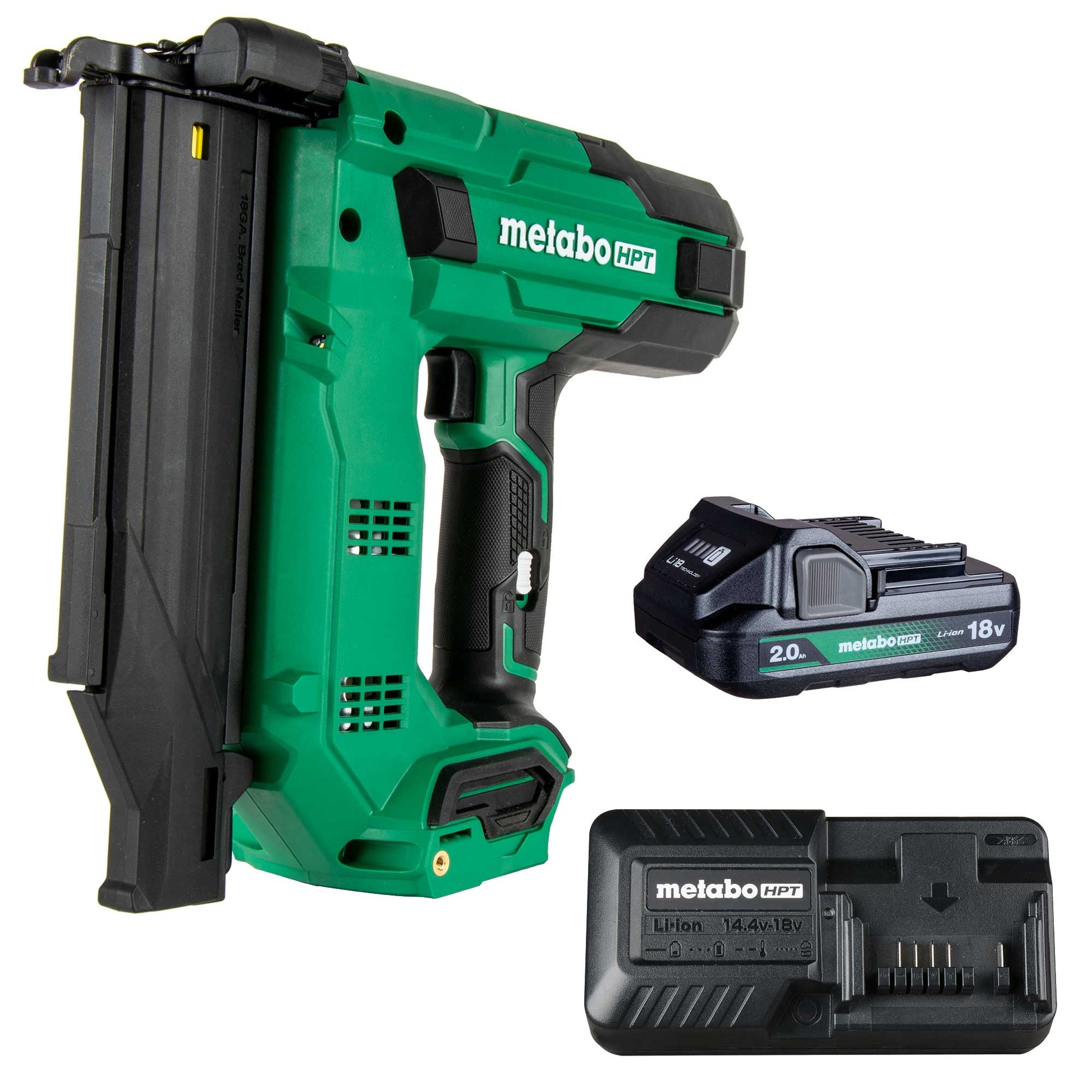 Metabo HPT NT1850DGM, 18V MULTIVOLT™ 18 GAUGE COMPACT BRAD NAILER (1 x 2.0Ah)