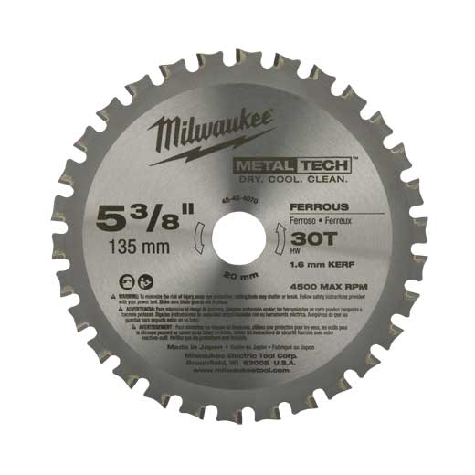 Milwaukee 48-40-4070, 5-3/8" 30T METAL & STAINLESS Circular Saw Blade