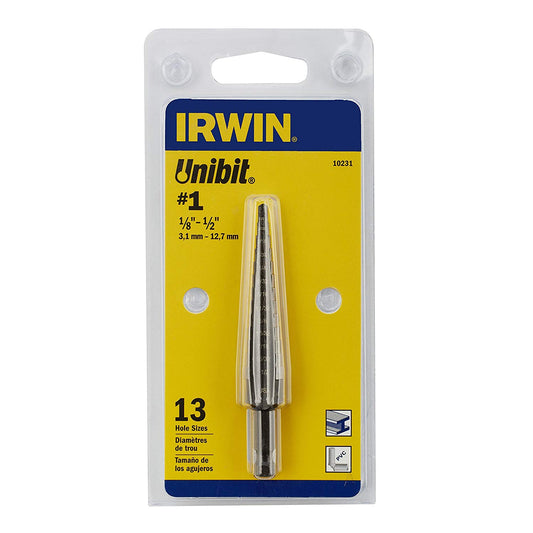 Irwin 10231, Unibit Step Drill #1, Fractional Self-Starting (HSS)