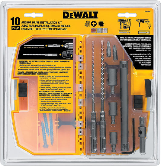 DEWALT DW5366, 10 pc Anchor Drive Kit (Tapcon Set)