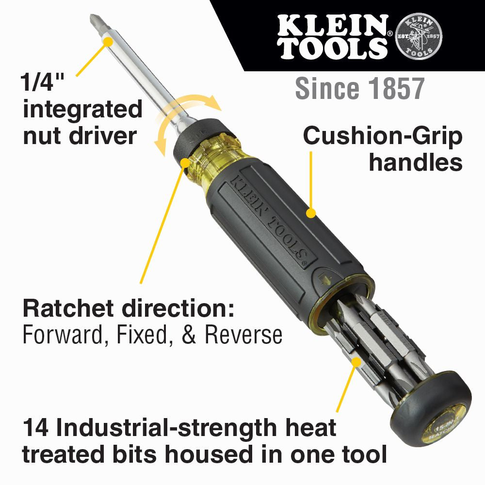 Klein Tools 32305, 15-in-1 Multi-Bit Ratcheting Screwdriver