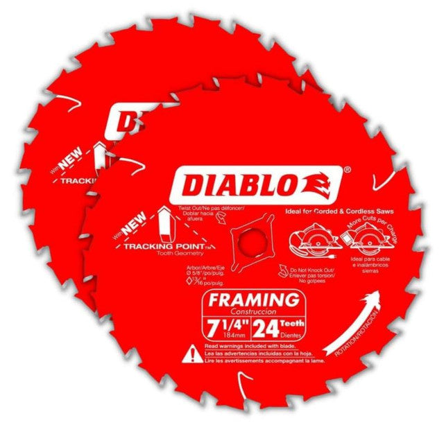 Diablo D0724DVPX, 7-1/4" x24T Demo Demon Framing/Demolition 2 Pack