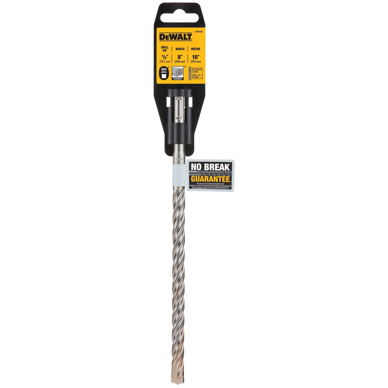 DEWALT DW5438, 1/2'' x 8'' x 10'' SDS Plus 2 Cutter Drill Bits (each)