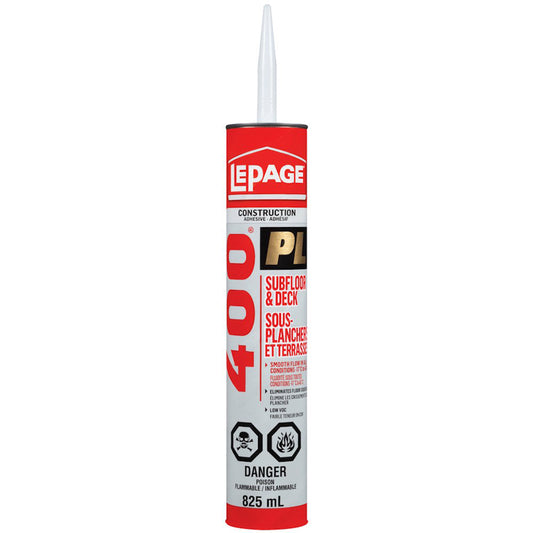 LePage 1601357, PL 400 Heavy Duty Subfloor and Deck Adhesive 825ml (Single)